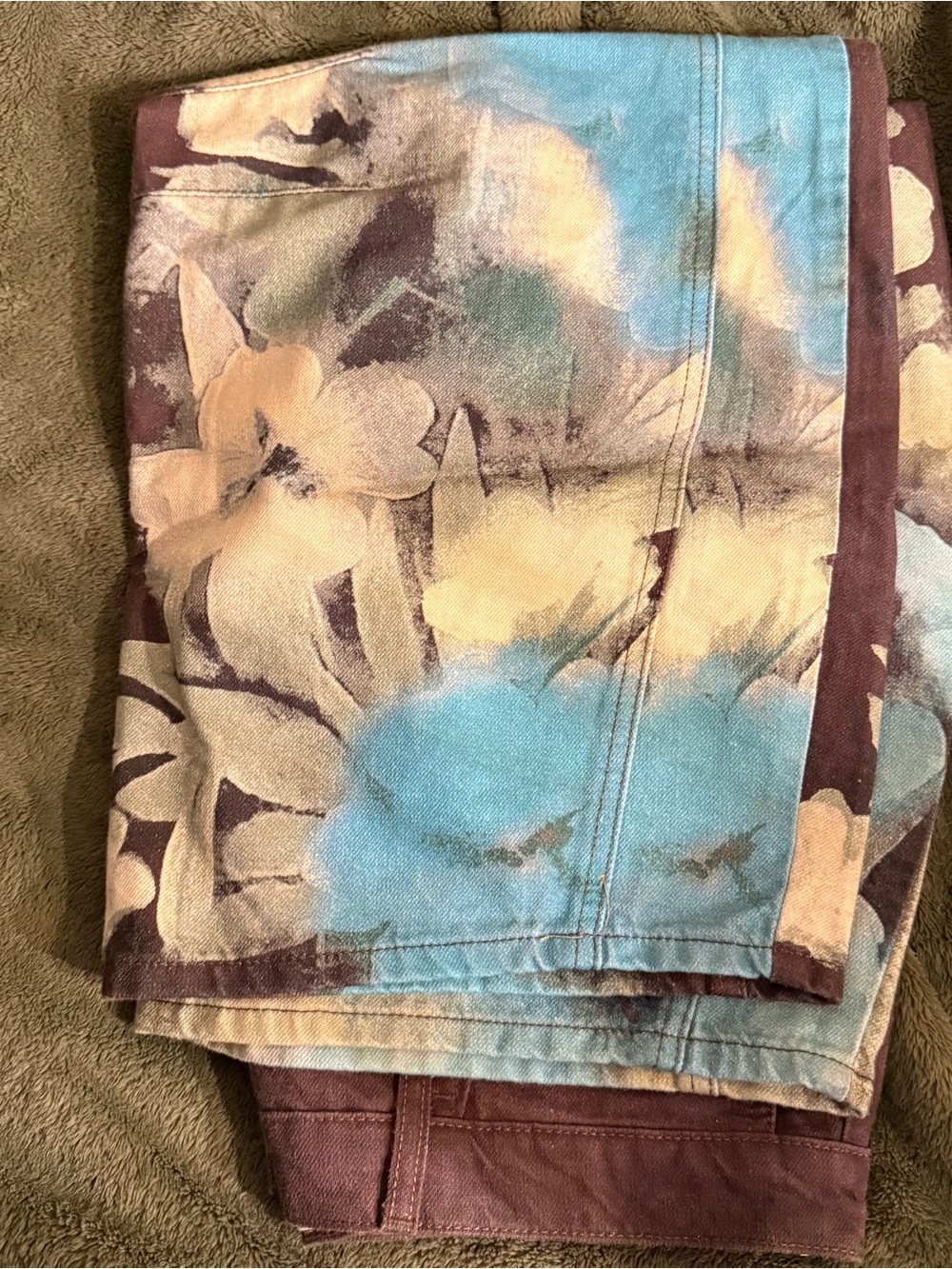 Free People Brown Jeans with Teal Floral Print - Picture 2 of 3